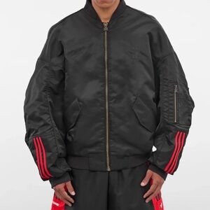 Adidas x Willy Chavarria Satin Bomber Oversized Jacket Black Men’s Size Medium